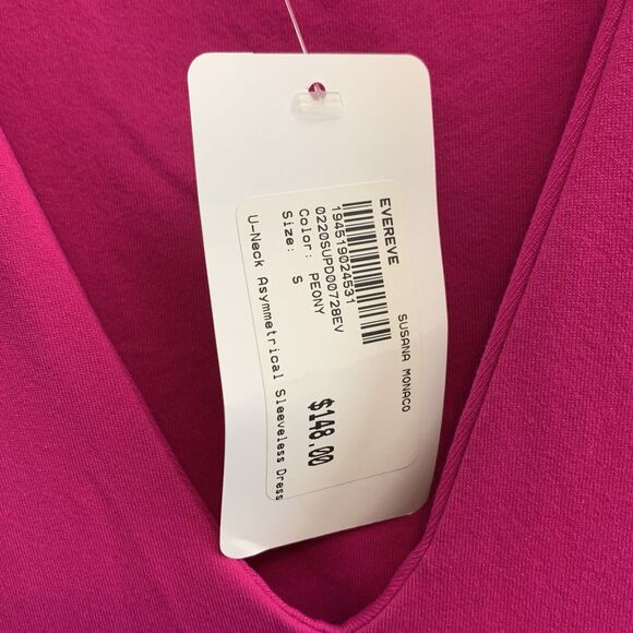 Susana Monaco U-Neck Assymetrical Dress Sleeveless Peony Pink Small NWT - Picture 5 of 8